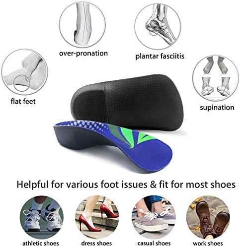 RooRuns Orthotic Insoles, 3/4 High Arch Support Shoe Inserts Insoles for Flat Feet, Plantar Fasciitis, Foot Arch, Feet Fatigue - Heel Cushion for Men, Woman, Medium (6-9.5 UK), Deep Blue