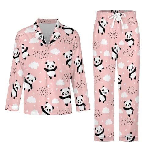 Men's 2Piece Pajama Set Long Sleeve Button Down Top & Pants Sleepwear3