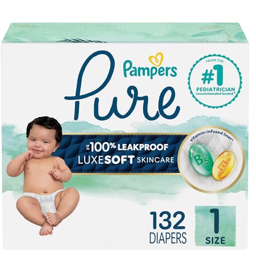 Pampers Pure Protection Baby Diapers, Size 1 (8-14 lbs), 132 Coun...