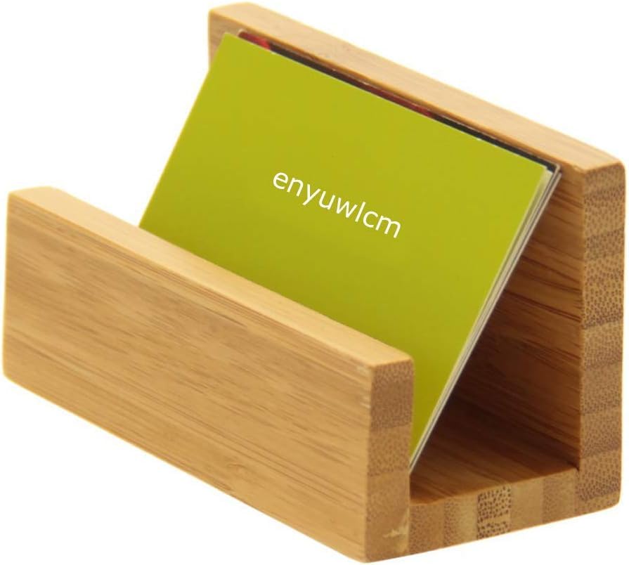Bamboo Wood Business Card Holder, Desktop Business Card Display Stand Sturdy Desk Card Holder Bamboo Business Card Organizer Office Desk Business Card Holder Storage for Office