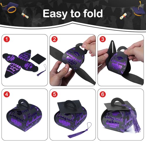 COTOPHER 36 Pcs Graduation Cap Gift Boxes with Tassel, Class of 2025 Graduation Candy Boxes Centerpieces for Tables Party Decorations, Mini Treat Chocolate Box Graduate Favors Supplies - Thumbnail 6