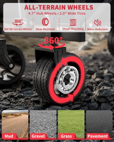 INFINFREE 34 Extra Long Foldable Wagon with All Terrain Wheels 260 LBS Capacity - image 4