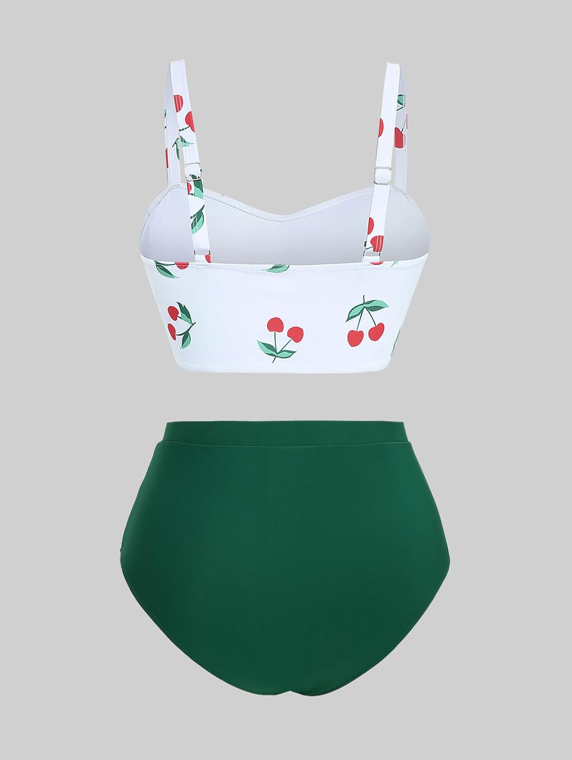 ROSE GAL Women Plus Size High Waisted Bikini Set Cherry Print Twsit Front Tummy Control Bathing Suit