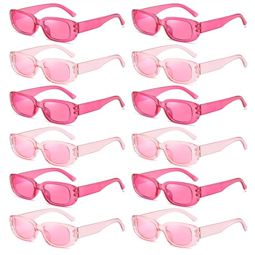 12 Pack Color Rectangle Sunglasses Bulk 90s Y2K Trendy Sun Glasses for Bachelorette Party