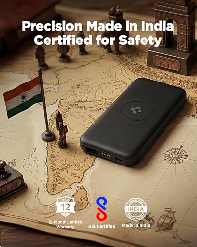 Image of Spigen 2-in-1 10000mAh Wireless Charging Power Bank, Total 25W Fast Charging Compatible with Charging Dock, Anti-Slip Ring (Non-MAGSAFE), Included Type-C to C Cable (Pogo Pin Ver.) - Black