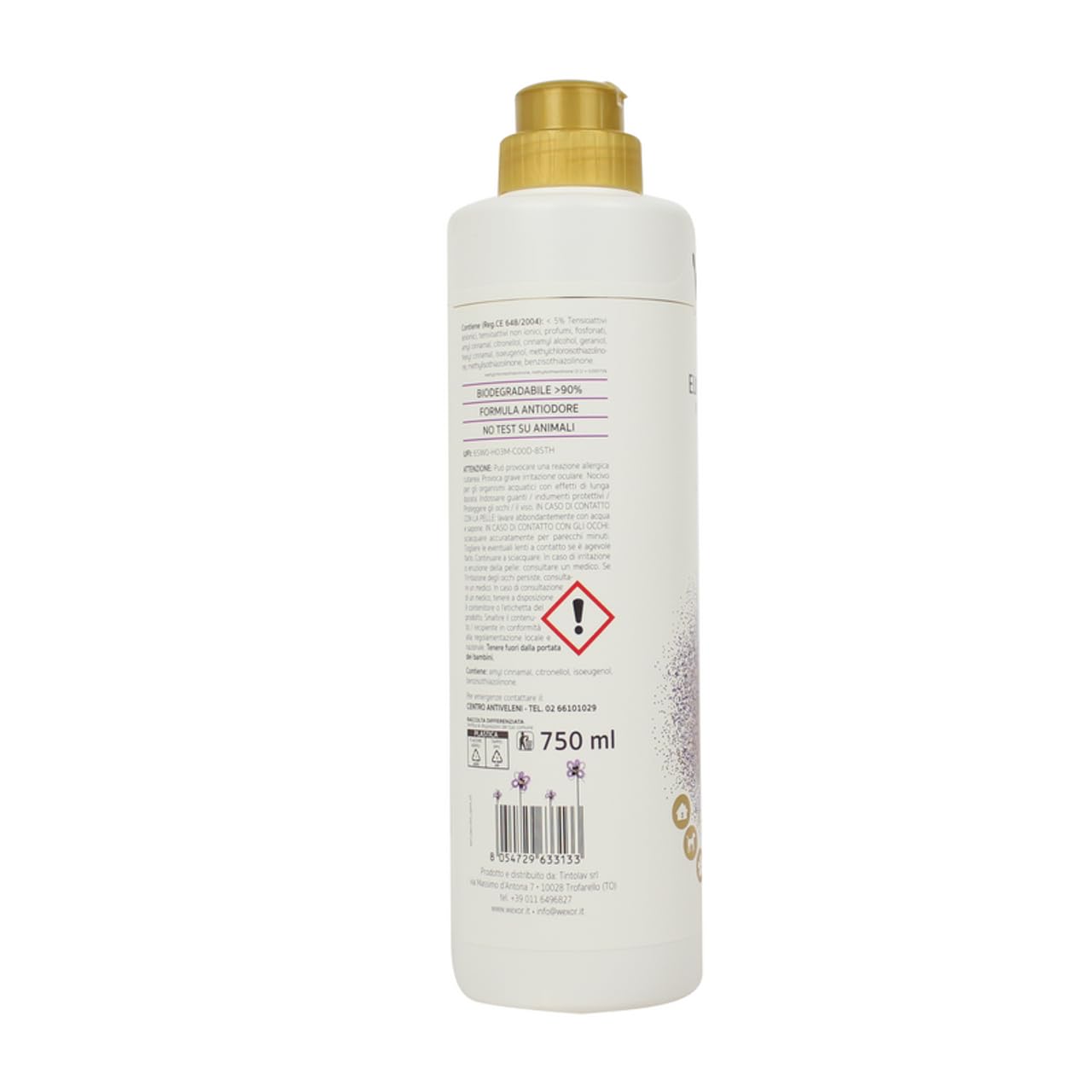 Wexor Elimina Odori Pavimenti - Limpiador de suelos (12 unidades, tecnología de eliminación de olores, 750 ml, incluye llavero Beni Culinari gratuito)