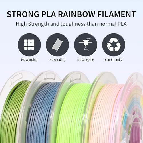 Image of RAMBERY Matte PLA 3D Printer Filament Bundle Upgraded Multicolored Filament 1.75mm 4 Packs Multi Color Change 3D Printing Filament for Most 3D Printers, 4 Spools 250g Each (Total 2.2lbs)