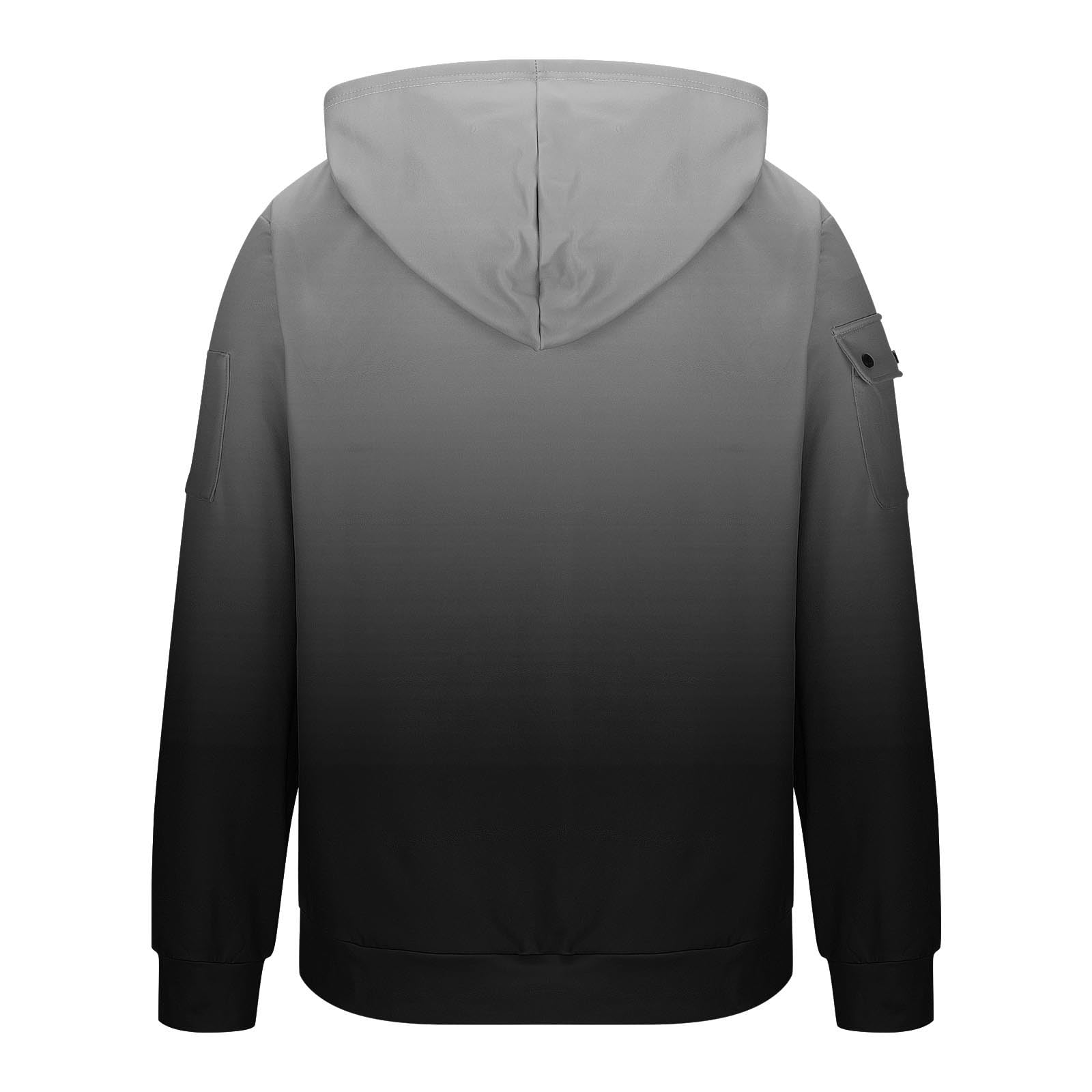 HAOLEI Sudadera Trabajo Hombre,Sudaderas Manga Larga con Capucha Jersey Casual con Bolsillos y Media Cremallera Sueltos Color Degradado Pullover Deportivo Cómodo Hoodie Otoño Invierno Xs-5XL