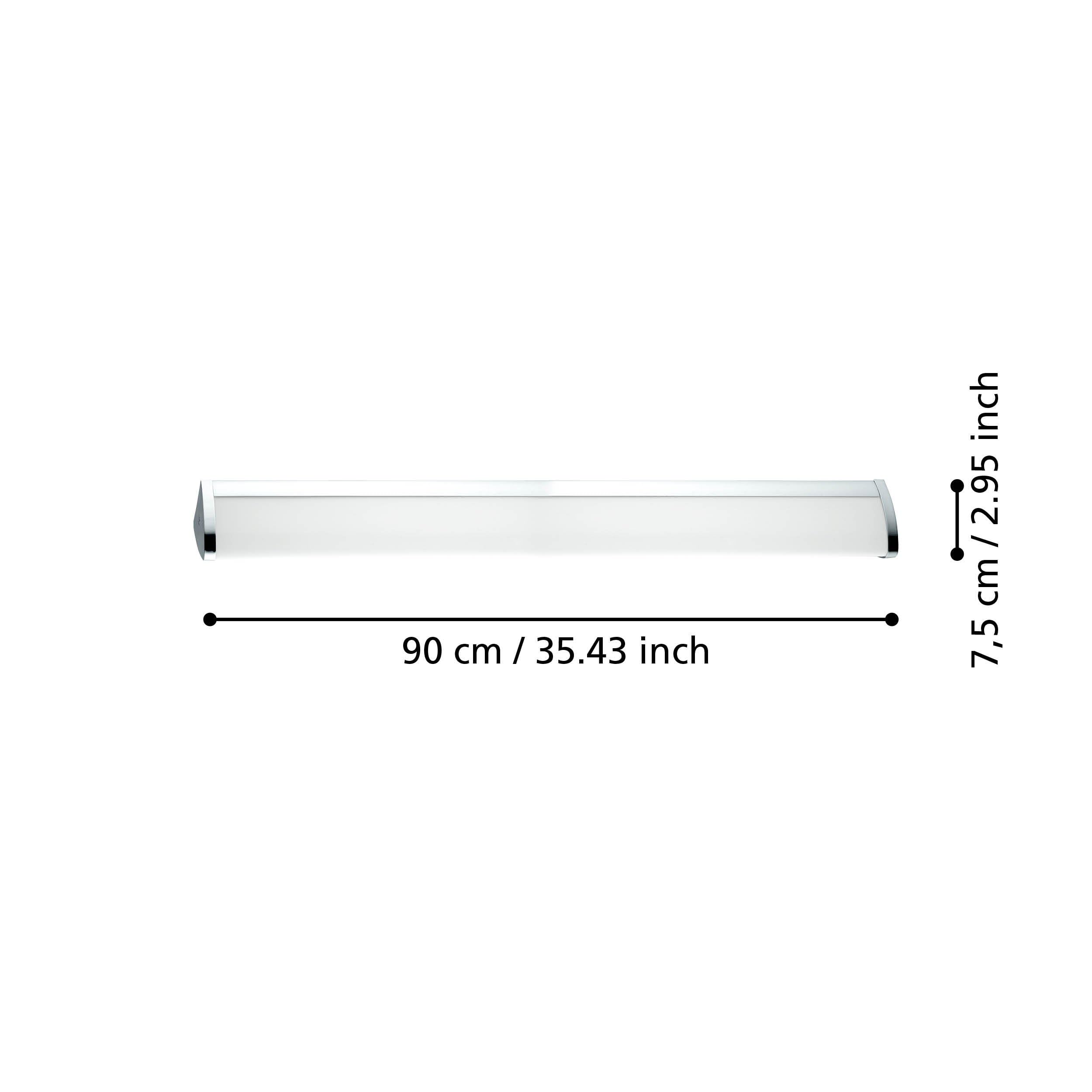 EGLO Gita 2 LED Wandlampe Spiegelleuchte Metall-Guss Chrom Kunststoff Weiß Badezimmer Feuchtraumleuchte neutralweiß IP44 90 cm