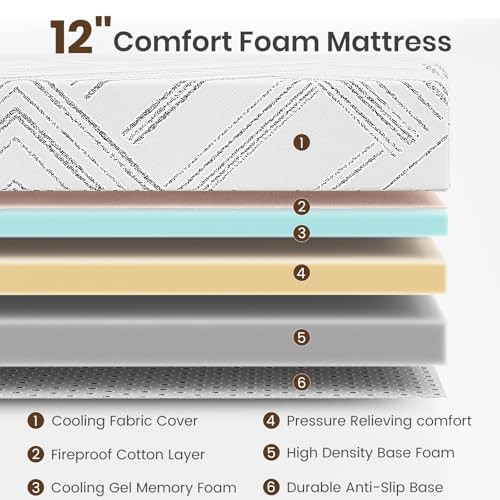 Image of California King Size Mattress 12 inch, Medium Firm Mattresses with Gel Memory Foam, Removable Washable Cover,California King Mattress in a Box, CertiPUR-US,Made in USA