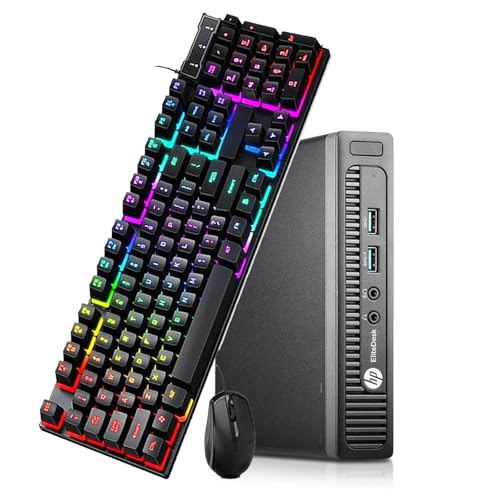 HP EliteDesk 705 G3 Mini Ordinateur de Bureau, AMD Pro A12-9800E, 8 Go de RAM, 256 Go SSD, HDMI, US Clavier QWERTY, Windows 11 Pro (Rénové)