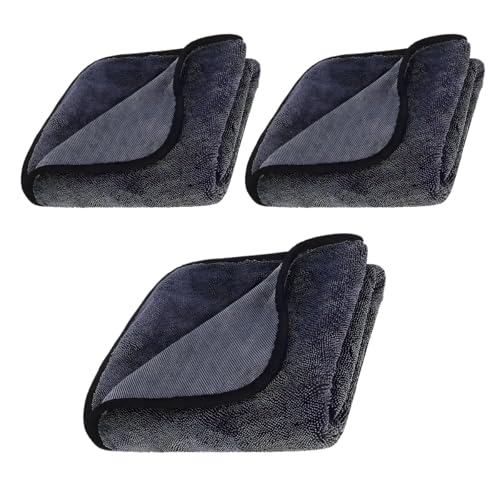 Tuxihapp Microfiber Car Drying Towel - 16" x 24" Ultra Absorbent Cleaning Cloth with Twisted-Loop Design - Microfiber Towel for Car Detailing/Household, Without Streaks or Scratches (3PCS)
