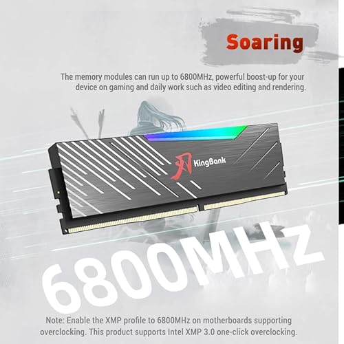 Memória Ram KingBank Hynix-A RGB DDR5 32GB(2x16GB) 6800Mhz XMP 1.4V CL34 para Computador de Mesa Jog