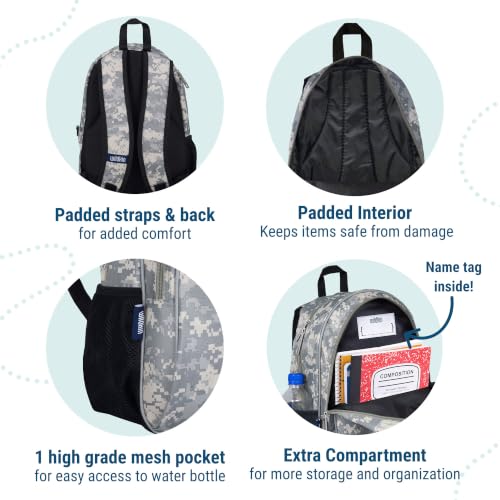 Image of Wildkin 15 Inch Backpack for Kids, Digital Camo | Ages 5-10, padded straps, side water bottle pocket - coordinates with matching Wildkin lunch boxes