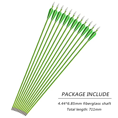 Pandarus Youth Safetyglass Arrows 28" Fiberglass Archery 26" Target Practice Arrows(Pack Of 12) (28 Inch Green) #TOP4