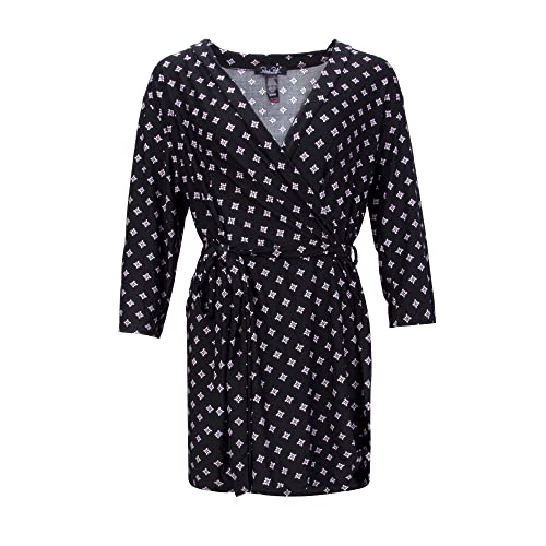 2 Piece Robe And Chemise Travel Sleep Set (2X, Black) #TOP2