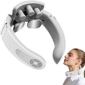 NackenmassagegeräT, MassagegeräT Nacken mit Wärme, Intelligentes NackenmassagegeräT, Kabellos Tragbares Elektrisches MassagegeräT, 4 Modi 15 IntensitäTsstufen MassagegeräT füR Zuhause BüRo Reise