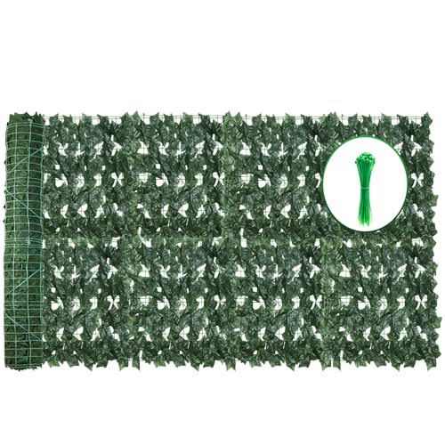 Artificial Ivy Privacy Fence Wall Screen,240X40in Privacy Fence Panels Privacy Fencing Faux Greenery Backdrop Ivy Vine Leaf Hedges Grass Fence Panels for Patio, Balcony, Garden, Backyard