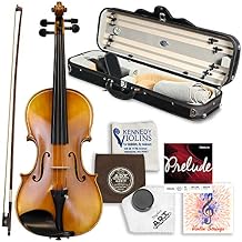 حزمة Franke Henner Violin بالحجم الكامل 4/4 بواسطة Kennedy Violins - حقيبة حمل وملحقاتها متضمنة - شجرة التنوب الضيقة و Maple Woods و 100٪ تركيبات الأبنوس