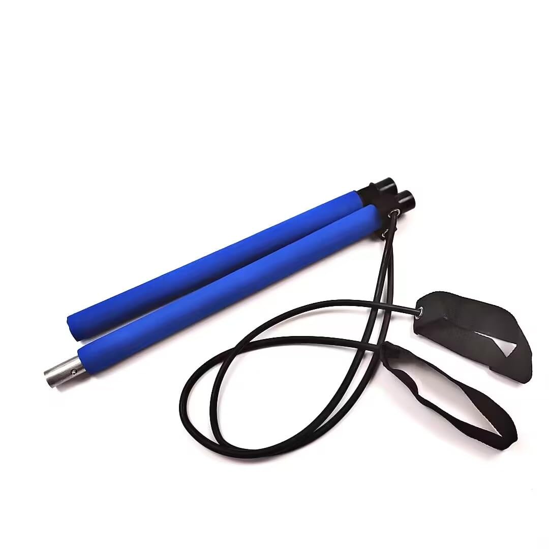 Kit de Barra de Pilates portátil con Banda de Resistencia, Bodybuilding Yoga Pilates Stick con Foot Loop, Core Strength Fitness Gym para Terapia Física, Estiramiento, Esculpido, Torsión