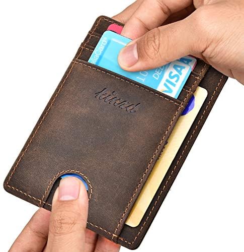 Kinzd Slim Wallet RFID Front Pocket Wallet Minimalist Secure Thin Credit Card Holder Dark Brown - 4