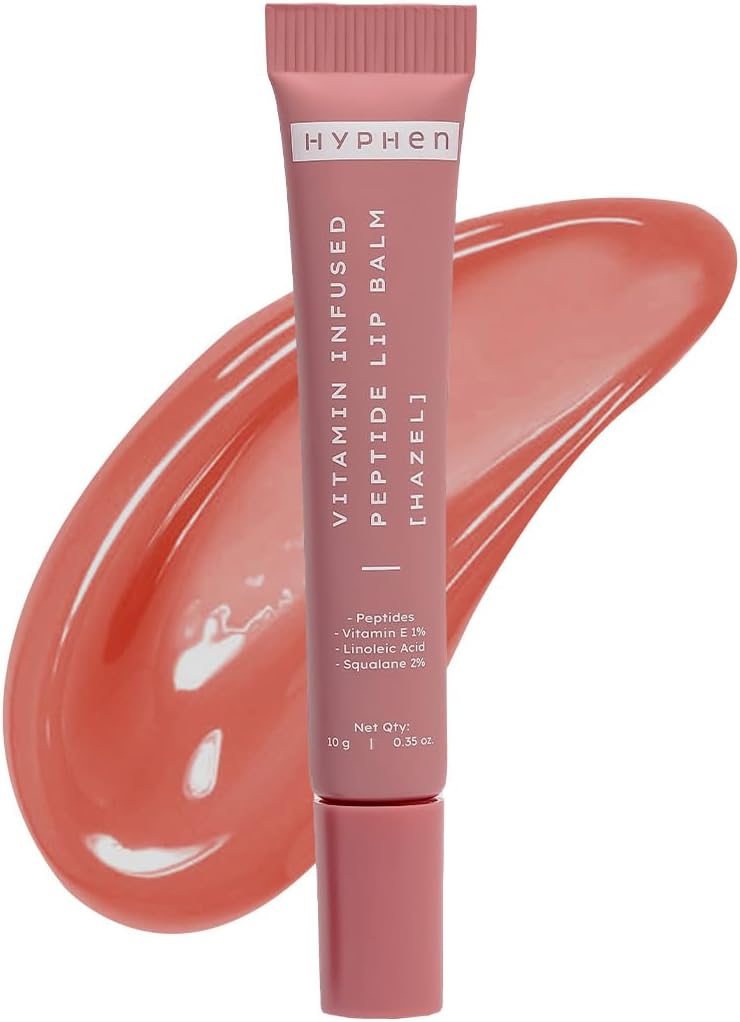 - Hyphen Tinted Lip Balm - Hazel | 1% Vitamin E, 2% Squalane & Peptides | Brightening Lip Balm for Dark Lips | 24h Moisturization & Hydration for Dry & Chapped Lips - 10 g, Brown