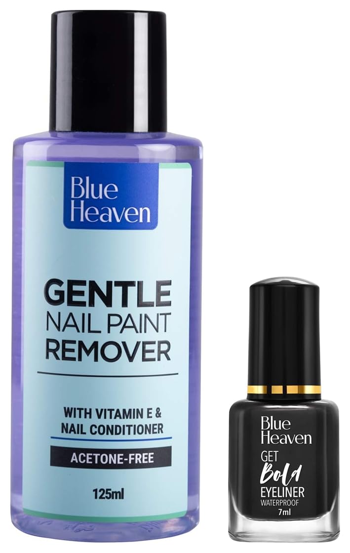 Blue Heaven Gentle Nail Paint Remover, 125 ml&Blue Heaven Get Bold Matte Finish Eyeliner (Black, 7 ml)-picture-31