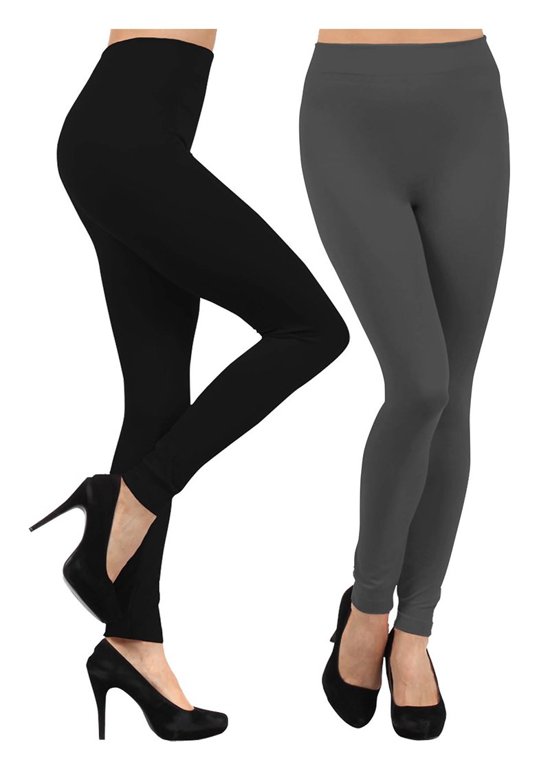 YELETEHeavy Weigth Fleece Leggings Black and Charcoal