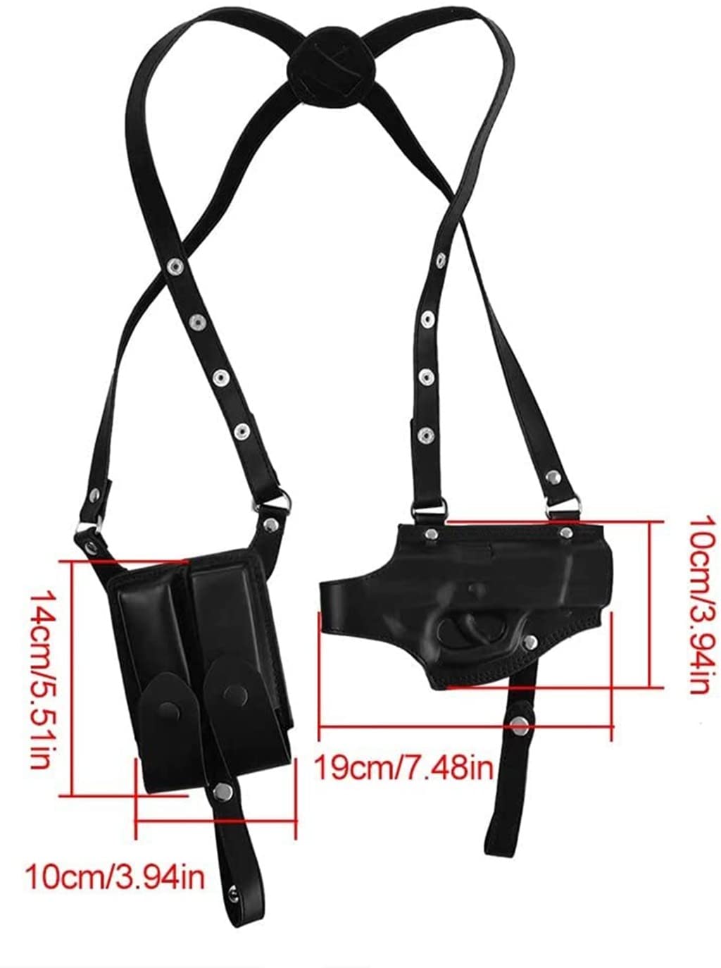 Fondina Verticale Pera, Fondina Pera Doppia Sotto L'Ascella, Fondina Pera Tattica in Pelle/Black/Size
