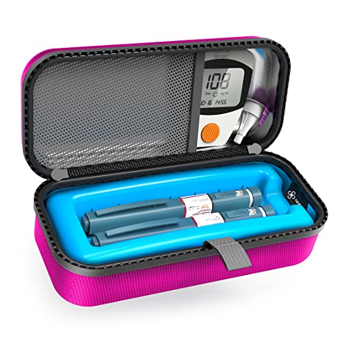 Image of SHBC Insulin Pen Carry Bag, Portable Medical Diabetes Cooler Bag with Protective Ice Stone - Convenient for Changing Needles with Every Injection, Hot Pink