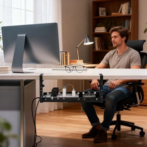 Étagère de collecte de fils réglable sous table de bureau