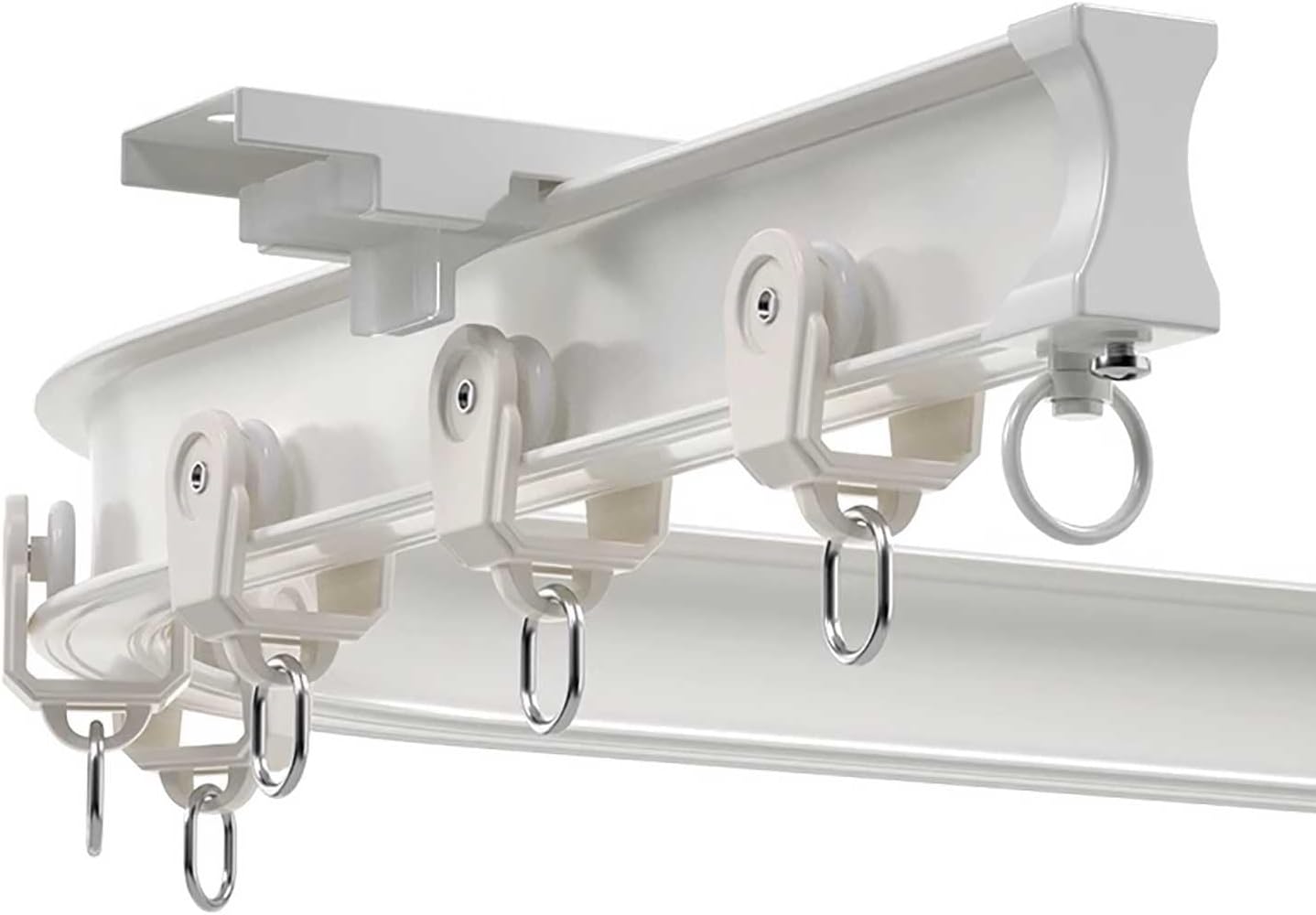 Curved Ceiling Track for Curtains - Bendable Curtain Rods & Room Divider Rail - Wall Mounted Shower & Bay Window Solutions (White, 1m/3.3ft)