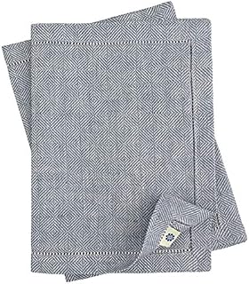 Linen & Cotton Set of 2 Table Mats Placemats Scandi - 100% Linen, Grey (30 x 44 cm (12'' x 17.6'')) Festive Elegant Rectangular Plate Dinner Table Linen Cloth Fabric Material Home Kitchen Christmas