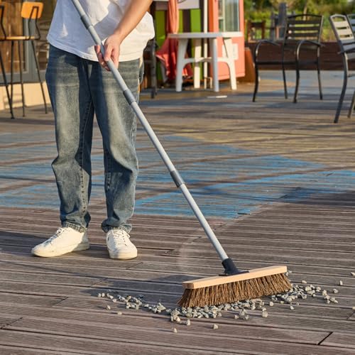 Mitclear 40cm Gartenbesen mit Langem Stiel(160cm), Straßenbesen mit Arenga-Borsten, Nass- und ölbeständig, Industriebesen Kehrbesen Werkstattbesen Außenbesen, Kehrbesen Robust für den Ausseneinsatz