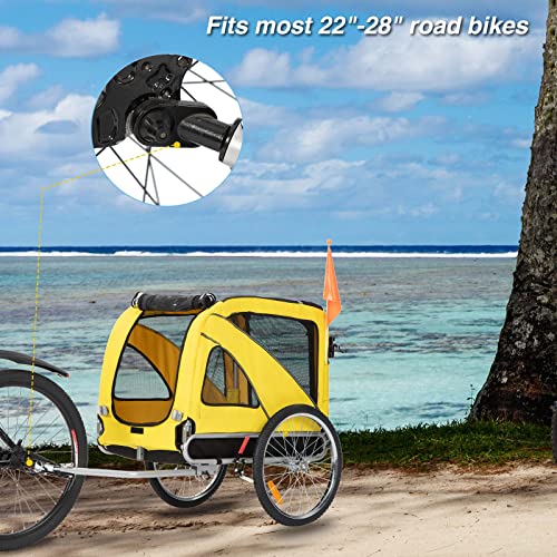 Sepnine & Leonpets Dog Cart Of 2 In1 Large Pet Dog Bike Trailer Bicycle Trailer And Jogger 10202 Yellow #TOP5