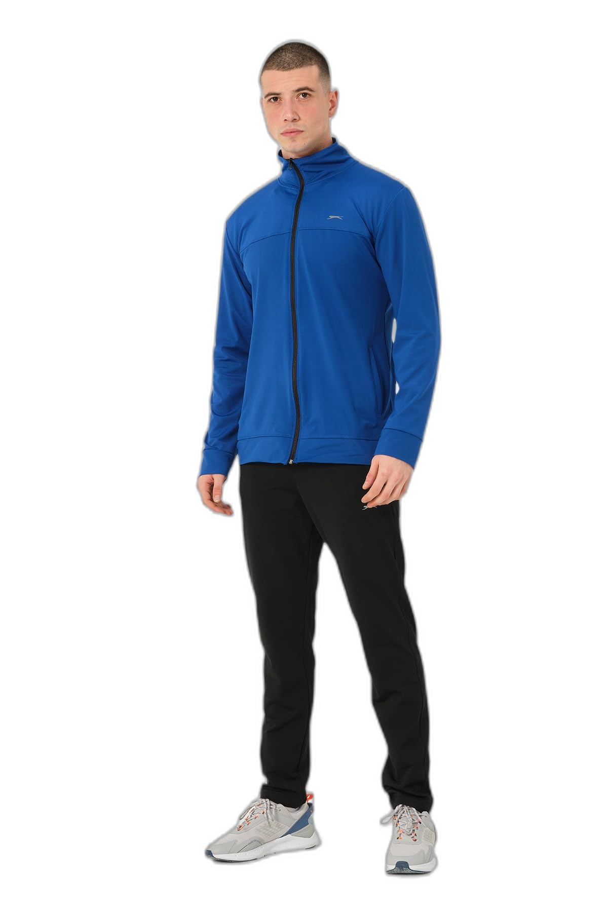 Slazenger OPRAH Erkek Fermuarlı Dik Yaka Cepli Saks Mavi Eşofman Takımı