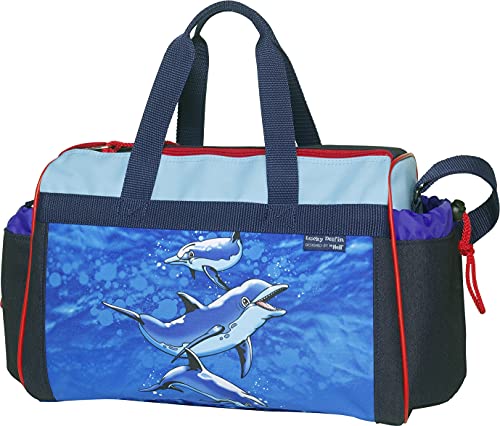 Thorka GmbH - Lucky Delfin McNeill Schulsporttasche Schwimmtasche mit NASSFACH Freizeittasche Kindertasche (Blau, 37 x 25 x 20 cm, 18 Liter, Polyester)