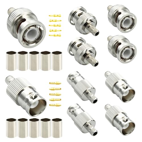 Kit 10 unidades conectores BNC macho y hembra miniatura 1