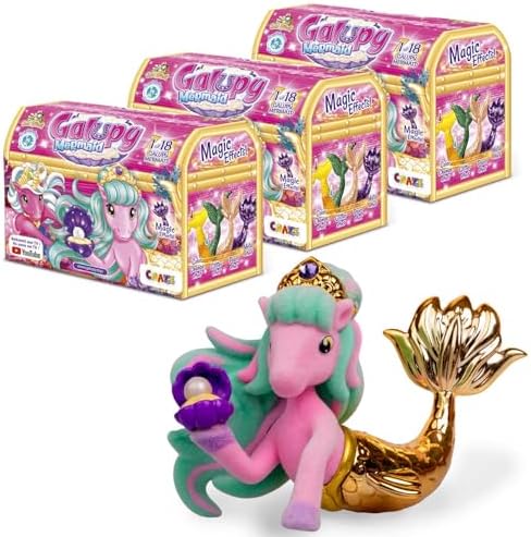 GALUPY Mermaid 3er Pack - Einhorn Spielzeug mit Swarovski Kristall | Sammelfiguren Set mit Meerjungfrauenflosse, magischer Farbwechsel und Glitzereffekt, ideal als Geschenk für Mäd