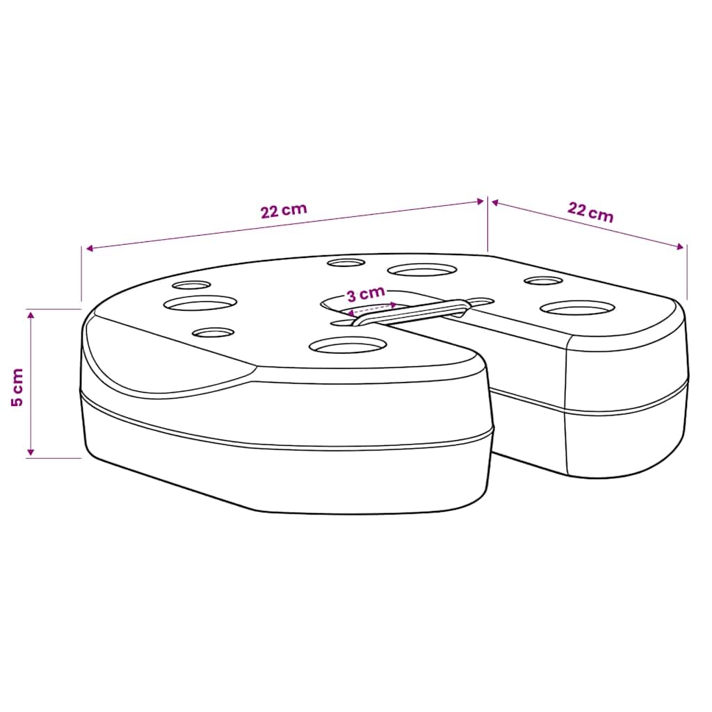 vidaXL Lot de 4 Plaques de Lest pour Gazebo, 220x50 mm, Béton avec Couvercle en Plastique, Noir, Accessoire pour Tente de Réception ou Base de Parasol Extérieur