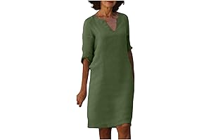 Effortless Elegance: Linen Cotton Shift Dress for Women in Chic Midi Length