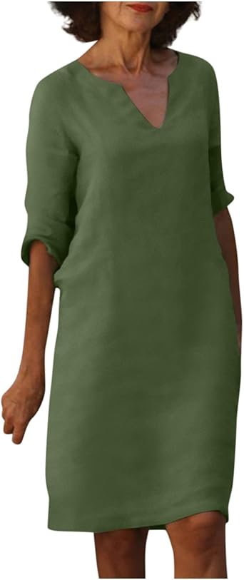 OIOLOYJM Plus Size Summer Dresses for Women 2025 Plus Size Dresses for Curvy Women 3/4 Sleeve Casual Boho Kaftan Dresses