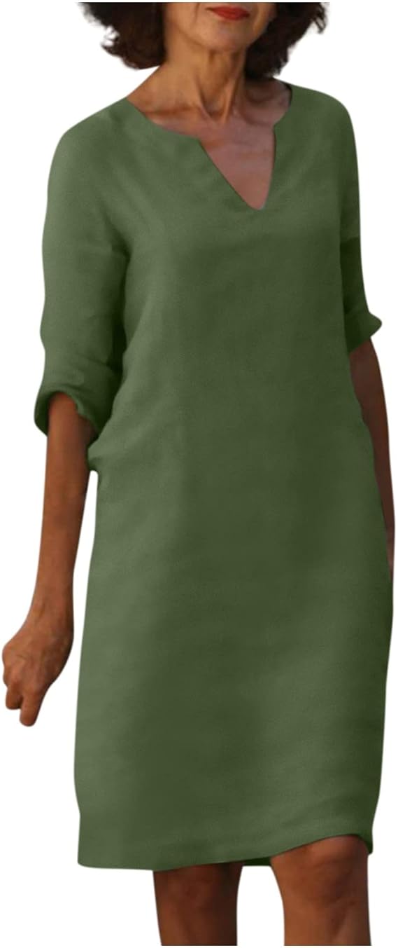 OIOLOYJM Plus Size Summer Dresses for Women 2025 Plus Size Dresses for Curvy Women 3/4 Sleeve Casual Boho Kaftan Dresses