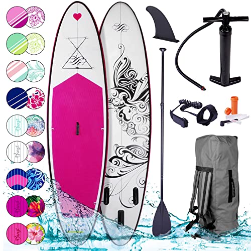 Brast Tabla Paddle Surf Lady | Stand Up Paddle Inflable Para Mujeres | 300Cm Varios Modelos | Incl. Accesorios Correa Para El Pie Remo Bomba Mochila De Transporte | Rosa Lila Blanca Roja | Kolibri