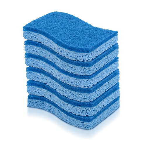 Image of Pine-Sol Non Scratch Scrub Sponges - Double Sided Dish Scrubber Safe for Nonstick Cookware - Kitchen Essentials for Dishwashing and Cleaning, 6 Pack, Blue