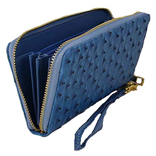 LOEM faux ostrich zipper pockets CD's bills coins woman L wallet designer inspired (black)2