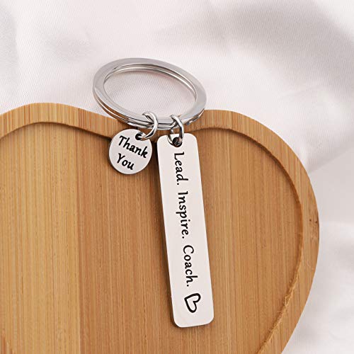 Feelmem Coach Gift Lead Inspire Coach Keychain Thank You Gift For Cheer/Football/Baseball/Volleyball/Track Coach Gift (Silver) #TOP4