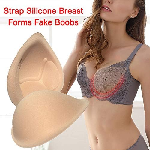 kkhouse 1 Pair Realistic Strap Sponge Breast Forms Fake Boobs Enhancer Bra Padding Inserts for Swimsuits Crossdresser Cosplay