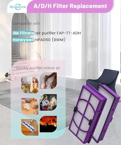 A/D/H Replacement Filter Compatible with 3M Filtrete FAP-TT-ADH, and Compatible with Honeywell HPA060 (BWM), 2 Count