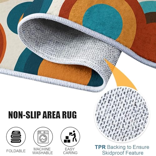 Tapis de salon géométrique lavable et antidérapant pour chambre et séjour